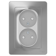 Изображение товара Розетка Systeme Electric Blanca встраиваемая алюминий со шторками (BLNRS000123)