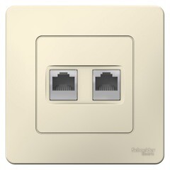 Изображение товара Розетка компьютерная Systeme Electric Blanca встраиваемая молочная 2хRJ45 (BLNIS045452)