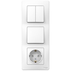 Блок выключатель и розетка Systeme Electric Blanca трехклавишный встраиваемый белый (BLNBS101201)