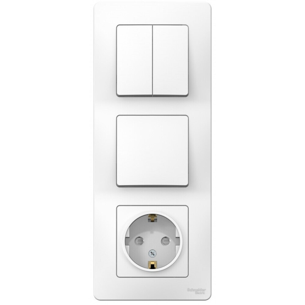 Изображение товара Блок выключатель и розетка Systeme Electric Blanca трехклавишный встраиваемый белый (BLNBS101201)