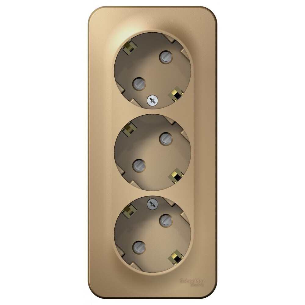 Изображение товара Розетка Systeme Electric Blanca накладная титан со шторками 3 гнезда IP20