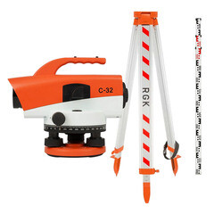 Нивелир оптический RGK C-32 со штативом S6-N и рейкой AMO S3 (778268) - фото 5