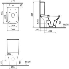 Унитаз-компакт Vitra Polar безободковый с горизонтальным выпуском с сиденьем дюропласт микролифт белый (9843B003-7201) - фото 2