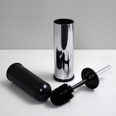 Ершик для унитаза WasserKraft напольный металл/пластик хром/черный (K-1137) - фото 2