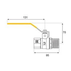 Кран шаровой газовый СТМ 1 1/2 ВР(г) х 1 1/2 НР(ш) ручка (CGFMH112) - фото 3