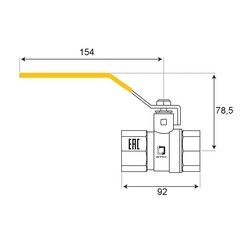 Кран шаровой газовый СТМ 2 ВР(г) х 2 ВР(г) ручка (CGFFH002) - фото 2