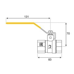 Кран шаровой газовый СТМ 1 1/2 ВР(г) х 1 1/2 ВР(г) ручка (CGFFH112) - фото 5