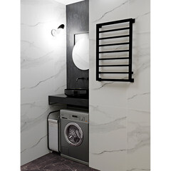 Полотенцесушитель электрический Indigo Crete 800х530 мм 130 Вт с терморегулятором черный муар - фото 2