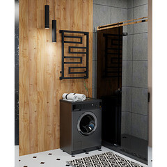 Полотенцесушитель электрический Indigo Flavio Slim 800х530 мм 136 Вт с терморегулятором черный муар - фото 2