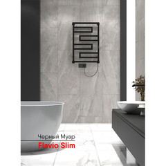 Полотенцесушитель электрический Indigo Flavio Slim 800х530 мм 136 Вт с терморегулятором черный муар - фото 5