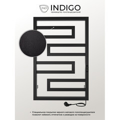 Полотенцесушитель электрический Indigo Flavio Slim 800х530 мм 136 Вт с терморегулятором черный муар - фото 3