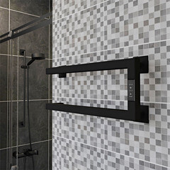 Полотенцесушитель электрический Indigo Nix 200х500 мм 40 Вт с терморегулятором левый черный муар - фото 4