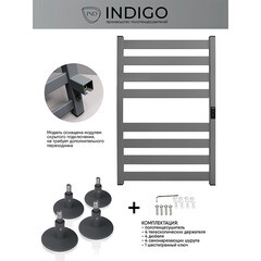 Полотенцесушитель электрический Indigo Oktava Slim 5 800х530 мм 90 Вт с терморегулятором серый - фото 5