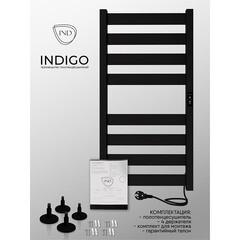 Полотенцесушитель электрический Indigo Oktava Slim 5 800х430 мм 85 Вт с терморегулятором черный муар - фото 5