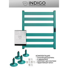 Полотенцесушитель электрический Indigo Oktava Slim 5 600х530 мм 70 Вт с терморегулятором зеленый - фото 3