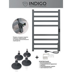 Полотенцесушитель электрический Indigo Oktava Slim 3 800х530 мм 90 Вт с терморегулятором серый - фото 3