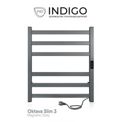 Полотенцесушитель электрический Indigo Oktava Slim 3 600х530 мм 70 Вт с терморегулятором серый - фото 3