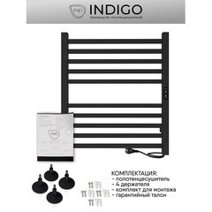 Полотенцесушитель электрический Indigo Attic 600х530 мм 80 Вт с терморегулятором черный муар - фото 5