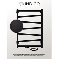 Полотенцесушитель электрический Indigo Element 800х530 мм 65 Вт с терморегулятором черный муар - фото 3