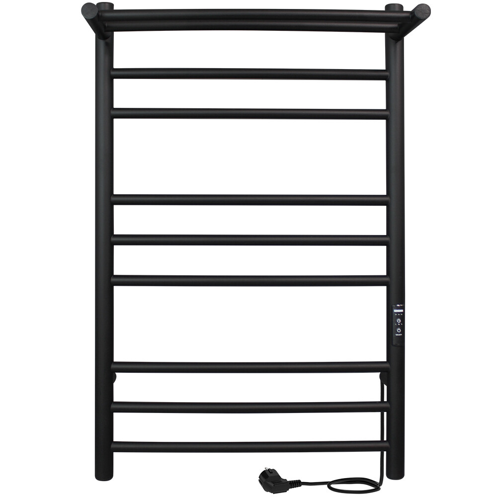 Изображение товара Электрический полотенцесушитель Indigo Line Trinity с полкой 800х432 мм 115 Вт черный муар