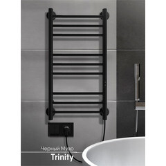 Полотенцесушитель электрический Indigo Line Trinity 700х332 мм 90 Вт с терморегулятором черный муар - фото 6