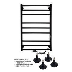 Полотенцесушитель электрический Indigo Brace Euro Lux 700х432 мм 192 Вт с терморегулятором черный муар - фото 2