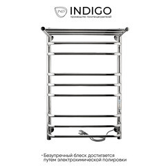 Полотенцесушитель электрический Indigo Brace Lux с полкой 700х432 мм 180 Вт с терморегулятором хром - фото 6