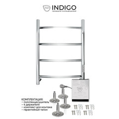 Полотенцесушитель электрический Indigo Arc Lux 600х432 мм 55 Вт с терморегулятором хром - фото 2