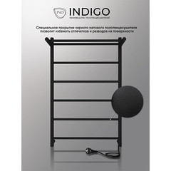 Полотенцесушитель электрический Indigo Line с полкой 800х525 мм 90 Вт черный муар - фото 5
