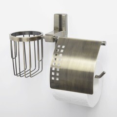 Держатель для туалетной бумаги WasserKraft Exter с крышкой металл/пластик бронза (K-5259) - фото 2