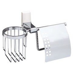 Изображение товара Держатель для туалетной бумаги WasserKraft Leine с крышкой металл/пластик хром (K-5059W)
