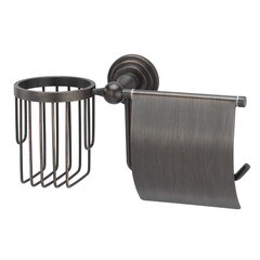 Изображение товара Держатель для туалетной бумаги WasserKraft Isar с крышкой металл/пластик бронза (K-7359)