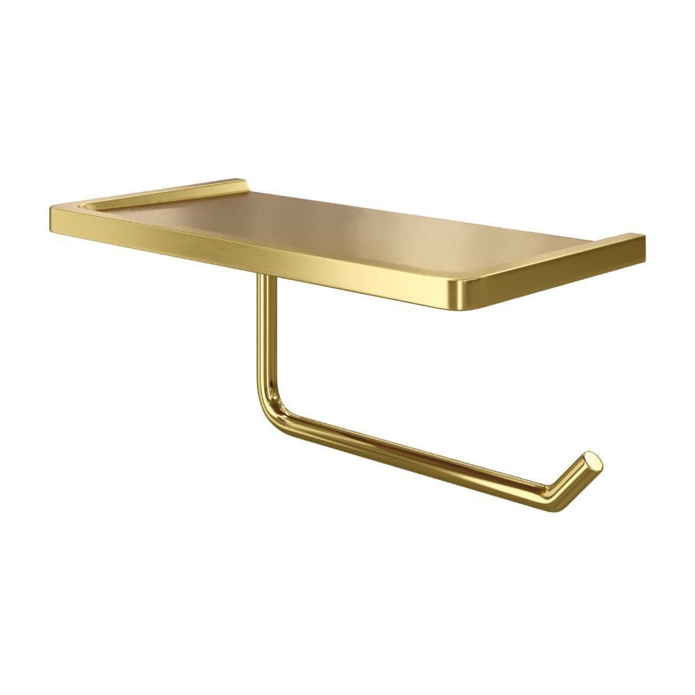 Изображение товара Держатель для туалетной бумаги WasserKraft с полкой металл золото (K-1625)