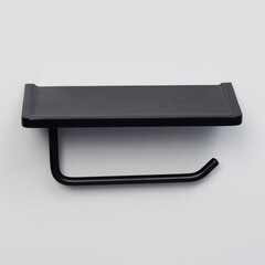 Держатель для туалетной бумаги WasserKraft с полкой металл черный (K-1525) - фото 3