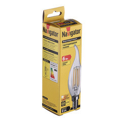 Лампа светодиодная филаментная Navigator E14 2700К 6 Вт 650 Лм 220 В свеча на ветру прозрачная - фото 2