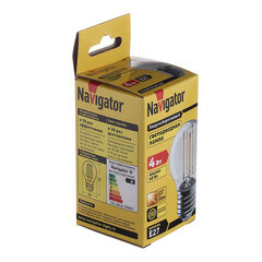 Лампа светодиодная филаментная Navigator E27 2700К 4 Вт 400 Лм 220 В шар прозрачная - фото 2