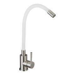 Изображение товара Смеситель для кухни Esko Kitchen сталь/белый с гибким изливом однорычажный (K44 W)