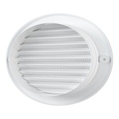 Решетка вентиляционная пластиковая приточно-вытяжная Era РКС d186 мм с сеткой с фланцем d150 мм белая - фото 2