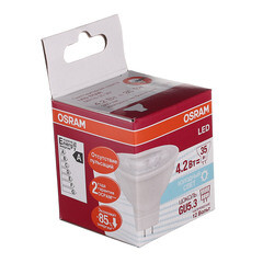 Лампа светодиодная Osram GU5.3 4000К 5 Вт 360 Лм 12 В рефлектор MR16 прозрачная - фото 3