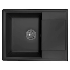 Мойка для кухни Florentina Консул 64х50х20 см врезная с крылом с сифоном кварц антрацит - фото 1