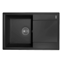Мойка для кухни Florentina Консул 76х50х20 см врезная с крылом с сифоном кварц антрацит - фото 2