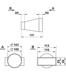 Соединитель эксцентриковый пластиковый для плоских воздуховодов 55х110 мм с круглыми d100 мм - фото 4
