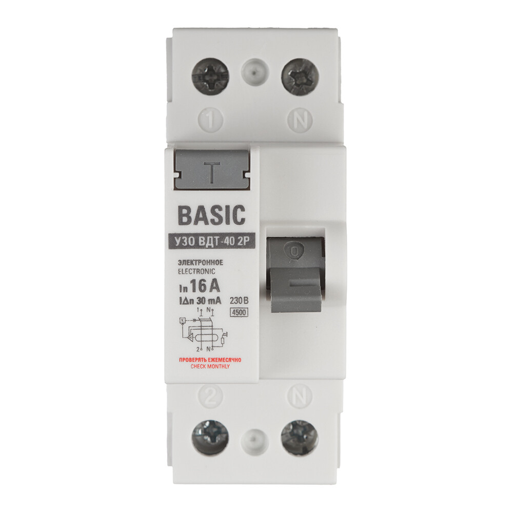 Изображение товара УЗО EKF Basic ВДТ-40 16А 1P+N тип AC 30 мА