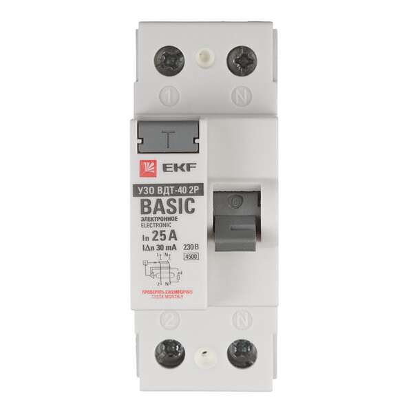 УЗО EKF Basic ВДТ-40 25А 30 мА 2P тип AC 4,5 кА (elcb-2-25-30e-sim ...