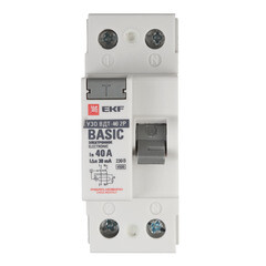 Изображение товара УЗО EKF Basic ВДТ-40 40А 1P+N тип AC 30 мА 4,5 кА (elcb-2-40-30e-sim)