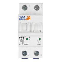 Изображение товара Автоматический выключатель модульный КЭАЗ OptiDin BM63 2P 63А тип C 4,5 кА 230/400 В (326809)