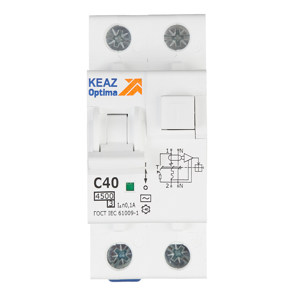 Изображение товара Автомат дифференциальный КЭАЗ OptiDin D63 40А 1P+N тип AC
