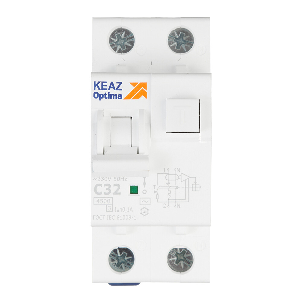 Изображение товара Автомат дифференциальный КЭАЗ OptiDin D63 32А 1P+N для защиты от утечек и пожара