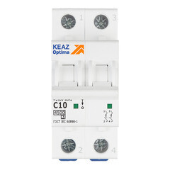 Изображение товара Автоматический выключатель модульный КЭАЗ OptiDin BM63 2P 10А тип C 4,5 кА 230/400 В (326802)