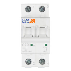 Изображение товара Автоматический выключатель модульный КЭАЗ OptiDin BM63 2P 20А тип C 4,5 кА 230/400 В (326804)